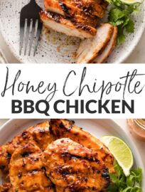 Tender Honey Chipotle Chicken breasts are easy to make on the grill or on the stove-top. Sweet, spicy, and absolutely irresistible!