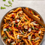 An easy, flavorful, vegetarian Penne Alla Vodka recipe you'll make again and again! Comes together quickly using either your own sauce or store-bought. A perfect easy vegetarian dinner idea. #vodkasauce #vegetarian #pasta