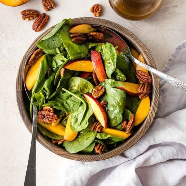 Spinach Salad with Nectarines and Pecans Nourish and Fete