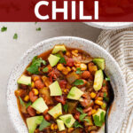 Saving to make this in August!! Zucchini, peppers, and corn infuse this Summer Vegetable Chili with flavor and make it the perfect late summer meal everyone will love! Stovetop AND Instant Pot instructions included, either works. #instantpot #summer #chili