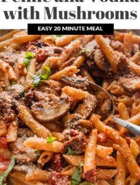 This easy vegetarian vodka penne recipe is one you'll want to make again and again! Mushrooms and sun-dried tomatoes add layers of flavor, it comes together quickly, and it's simple to adapt whether you make your own sauce or use store-bought.