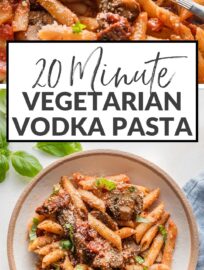 This easy vegetarian vodka penne recipe is one you'll want to make again and again! Mushrooms and sun-dried tomatoes add layers of flavor, it comes together quickly, and it's simple to adapt whether you make your own sauce or use store-bought.