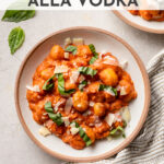 This luscious gnocchi alla vodka recipe is made in one pan, vegetarian, and ready in about 25 minutes, all from simple, real ingredients. Easy, delicious comfort food. #gnocchi #gnocchirecipe #onepanmeal #vegetarianrecipes #vodkasauce