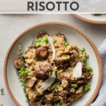 This must-try recipe for Instant Pot mushroom risotto with peas is easy and delicious! Hands down the simplest, hands-off way to make a creamy, flavorful risotto at home. Filling enough to be a tasty vegetarian main dish, and versatile enough to be a nice side dish for pork chops, steak, or chicken. #vegetarianmeals #instantpotrecipes #risotto #mushroomrecipes
