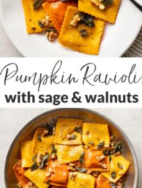 Pumpkin Ravioli with Sage, Brown Butter, and Toasted Walnuts - Nourish ...