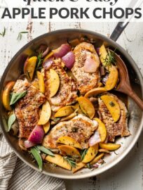 This easy recipe for pork chops with apples and onions will be a new family favorite! One pan, 30 minutes, and mouth-watering taste.