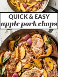 This easy recipe for pork chops with apples and onions will be a new family favorite! One pan, 30 minutes, and mouth-watering taste.