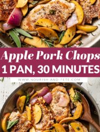 This easy recipe for pork chops with apples and onions will be a new family favorite! One pan, 30 minutes, and mouth-watering taste.