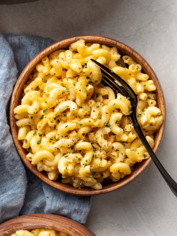 A bowl of one pot mac and cheese, ready to eat.