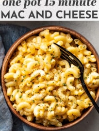 Delicious one pot mac and cheese is the ultimate easy lunch, dinner, or side. This easy kid friendly recipe takes just 15 minutes start to finish and comes together entirely in one pot - you don't even need to boil water separately for the noodles. This is as easy as the boxed stuff but better tasting and better for you! #macandcheese #easyrecipes #kidfriendlyrecipes