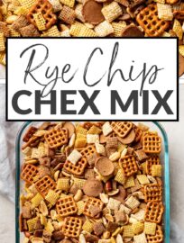 Crunchy, savory, and completely addictive, rye chip Chex mix is our favorite take on the original crowd-pleasing snack. We always make a big batch for the holidays, and it's a sure hit for tailgating, parties, or sharing with neighbors and friends any time.