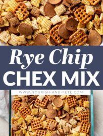 Crunchy, savory, and completely addictive, rye chip Chex mix is our favorite take on the original crowd-pleasing snack. We always make a big batch for the holidays, and it's a sure hit for tailgating, parties, or sharing with neighbors and friends any time.