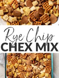 Crunchy, savory, and completely addictive, rye chip Chex mix is our favorite take on the original crowd-pleasing snack. We always make a big batch for the holidays, and it's a sure hit for tailgating, parties, or sharing with neighbors and friends any time.