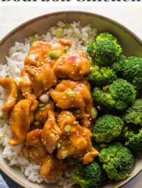 This is the best recipe for quick, easy, and delicious bourbon chicken - a family classic you can make in 30 minutes. Everyone will enjoy tender bites of chicken with crispy edges enveloped in a one-of-a-kind sticky, sweet pan sauce.