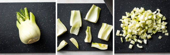 Fennel bulb being chopped.