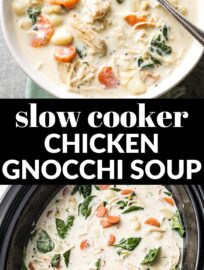 This Crockpot Chicken Gnocchi Soup recipe is dreamy comfort food made slow cooker simple for busy days and nights. It's packed with tender veggies and flavorful chicken, dotted with pillowy gnocchi, and wrapped up in a velvety soup that may have you scraping the bowl.