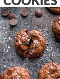 One bite and you'll fall hard for these decadent dark chocolate cookies with sea salt. With real chocolate melted into the dough and an outrageous volume of dark chocolate chips, this is a treat worthy of any and every celebration!