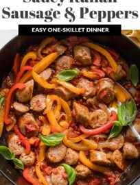 Whip up this easy, one pan recipe for Italian sausage, peppers, and onions in a light tomato sauce when you want maximum flavor and minimal effort! Serve over pasta, roasted veggies, mashed potatoes, or stuffed into hoagie rolls. Either way, it's a soul-warming 30 minute meal.