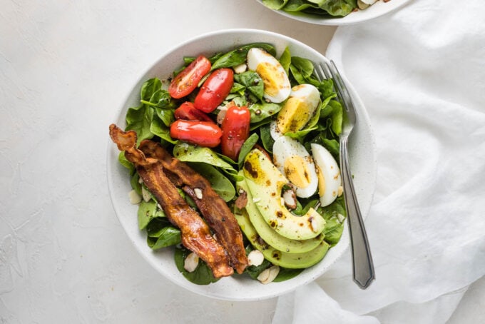 Landscape photo of salad served in a bowl.