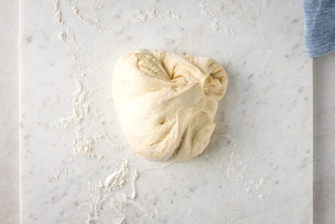 Dough on a lightly-floured work surface.