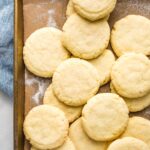 Old-fashioned Amish sugar cookies on a baking sheet.