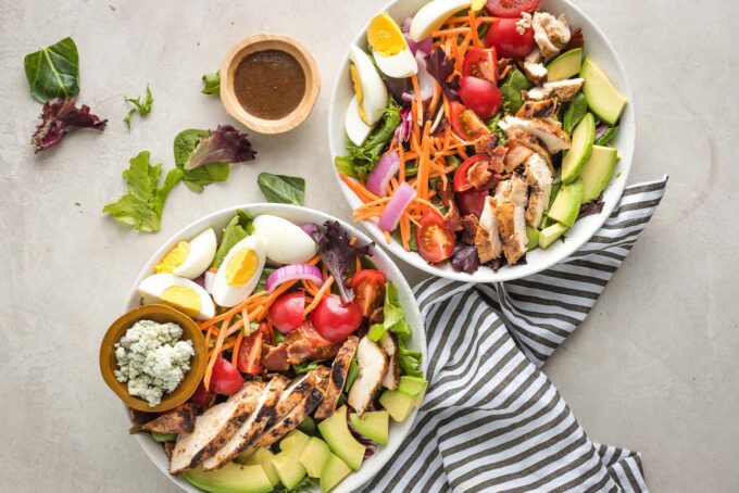 Salads with everything except the dressing.