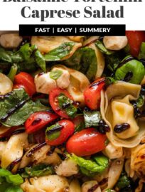This tortellini Caprese salad is fresh, fast, and full of bright summer flavors! A simple balsamic dressing elevates these classic ingredients to the best quick lunch, easy dinner, or picnic fare that is likely to earn rave reviews.