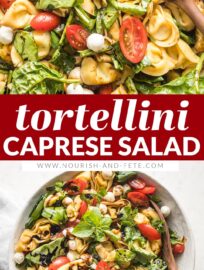 This tortellini Caprese salad is fresh, fast, and full of bright summer flavors! A simple balsamic dressing elevates these classic ingredients. Serve for a fantastic quick lunch or a barbecue side that earns rave reviews.