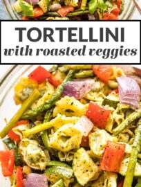 This 30-minute tortellini recipe makes a dreamy summertime dinner! It combines cheese-stuffed tortellini, tender roasted vegetables, and a light basil vinaigrette into a dish full of flavor.