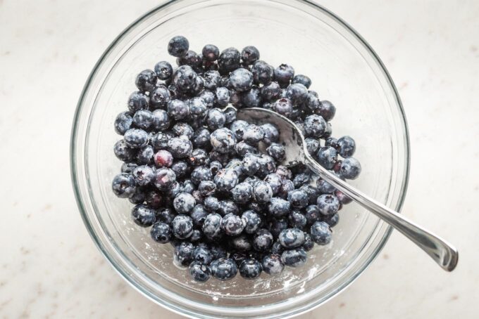 Prep bowl with blueberries, lemon juice, and cornstarch.