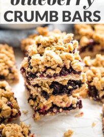 Simple blueberry oatmeal bars combine tender crust, juicy filling, and golden crumb topping in every delicious bite! These take just 10 minutes to throw together, have amazing flavor, and make a great breakfast, snack, or dessert.