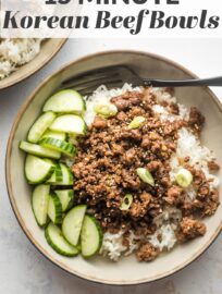 These Korean ground beef bowls are outrageously easy to make, ready in 20 minutes, and taste delicious. If you're looking for something new to do with ground beef, this is the answer!