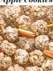 Apple cinnamon cookies made with oatmeal and drizzled with a sweet maple glaze are a must-make for me every fall! They have all the cozy flavors of apple crisp packed into a soft, cake-like cookie. Perfect for a simple dessert and dreamy with your coffee or tea.