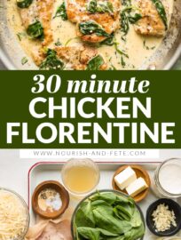 This Creamy Chicken Florentine recipe delivers restaurant quality at home in less than 30 minutes. With tender chicken nestled in a creamy, garlicky white wine sauce, this is one the whole family loves.