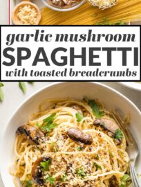 This fast and easy recipe for spaghetti with mushrooms in a simple garlic butter sauce is pure cozy comfort, ready in about 25 minutes! A great vegetarian pasta, perfect for meatless Monday or anyone trying to reduce their meat.
