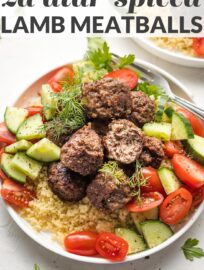 Lamb meatballs are easy to make and perfectly spiced with this easy Mediterranean-inspired seasoning blend. Serve with veggies, couscous, or pita for a fun meal ready in 30 minutes.