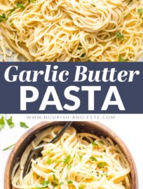 Ready in just 15 minutes, this creamy garlic butter pasta is an easy meal the whole family will love. Flavorful and from scratch! Serve with a big salad and garlic bread, or add your favorite protein to feed a crowd.