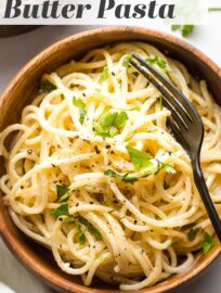 Ready in just 15 minutes, this creamy garlic butter pasta is an easy meal the whole family will love. Flavorful and from scratch! Serve with a big salad and garlic bread, or add your favorite protein to feed a crowd.