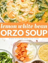 Healthy, hearty, comforting white bean and spinach soup - packed with fresh spinach, orzo, and Italian seasonings - done in under 30 minutes.
