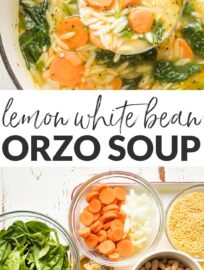 Healthy, hearty, comforting white bean and spinach soup - packed with fresh spinach, orzo, and Italian seasonings - done in under 30 minutes.