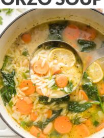 Healthy, hearty, comforting white bean and spinach soup - packed with fresh spinach, orzo, and Italian seasonings - done in under 30 minutes.