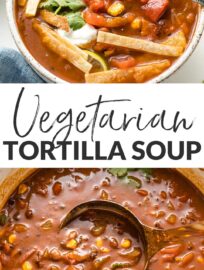 This chipotle black bean tortilla soup is easy and full of smoky, bright Mexican flavors. Gluten-free, vegan, perfect for busy weeknights!