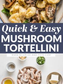 With this simple and delicious recipe for fresh Tortellini with Mushrooms, Butter, and Parmesan cheese, a satisfying dinner can be on the table in just 20 minutes.