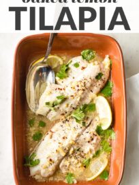 This recipe for Baked Lemon Tilapia with a delicious garlic butter sauce is the absolute easiest way to enjoy a healthy fish dinner at home. With minimal prep and quick, hands-off cooking, you can have this on the table in just 20 minutes.