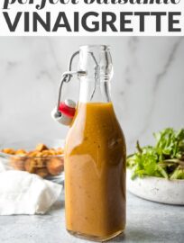 A quick and easy recipe for making your own Balsamic Vinaigrette from simple ingredients. Silky smooth, tangy, and sweet, this dressing is easy to keep in the fridge and pull out to make everyday salads shine.