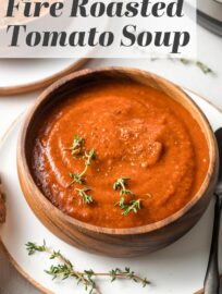 Fire roasted tomatoes infuse this Instant Pot tomato soup with a sweet-smoky flavor that's hard to resist! Simmered-all-day taste with minimal effort.