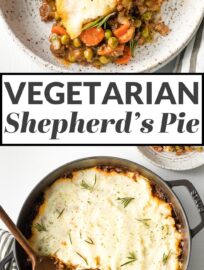 This vegetarian Shepherd's Pie is cozy, healthy, and flavorful. With tender veggies, a rich gravy-like sauce, and a generous layer of mashed potatoes on top, this is the best kind of meatless comfort food.