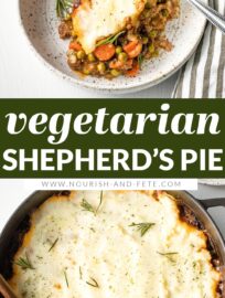 This vegetarian Shepherd's Pie is cozy, healthy, and flavorful. With tender veggies, a rich gravy-like sauce, and a generous layer of mashed potatoes on top, this is the best kind of meatless comfort food.