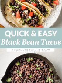 These simple Black Bean Tacos are so easy to make from pantry staples, and the filling cooks in no time. So flavorful and satisfying that you'll never miss the meat!