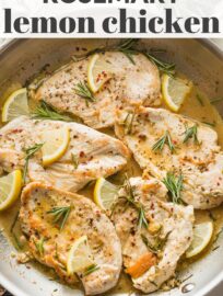 This easy Lemon Rosemary Chicken recipe uses simple ingredients and takes just 30 minutes, but tastes like a gourmet meal. Bright citrus and fresh rosemary complement each other perfectly, and a simple pan sauce brings it all together.